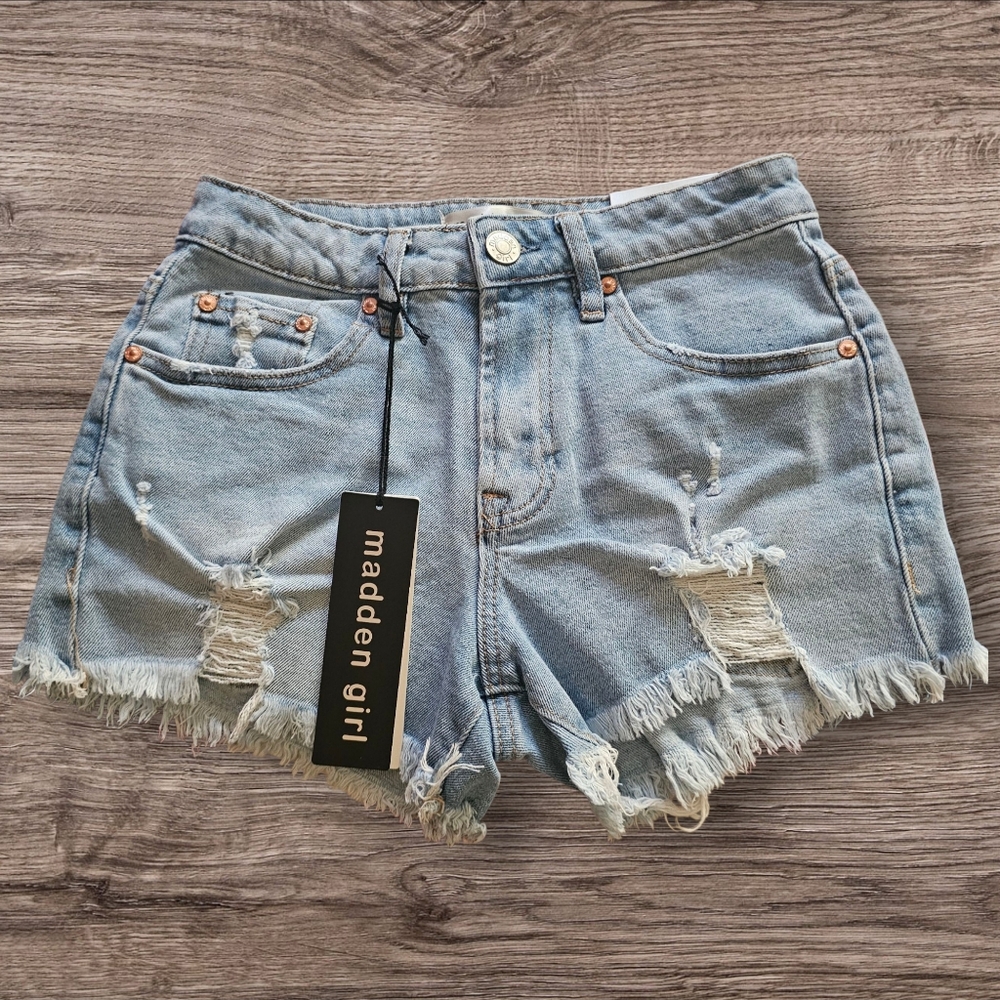 Madden Girl Blue Ripped Jean Shorts